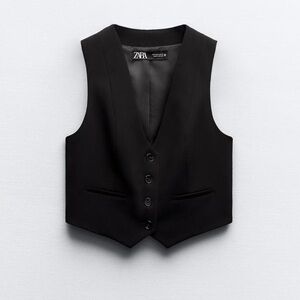 Zara Women's Elegant Black Buttoned Vest